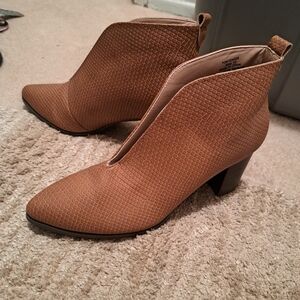 Tan Textured Ankle Boots